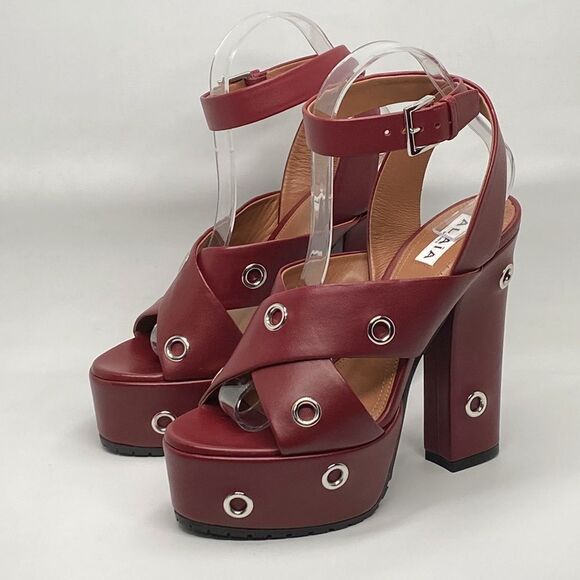 Alaia Eyelets Leather Platform Sandals size 37.5 - Picture 5 of 16